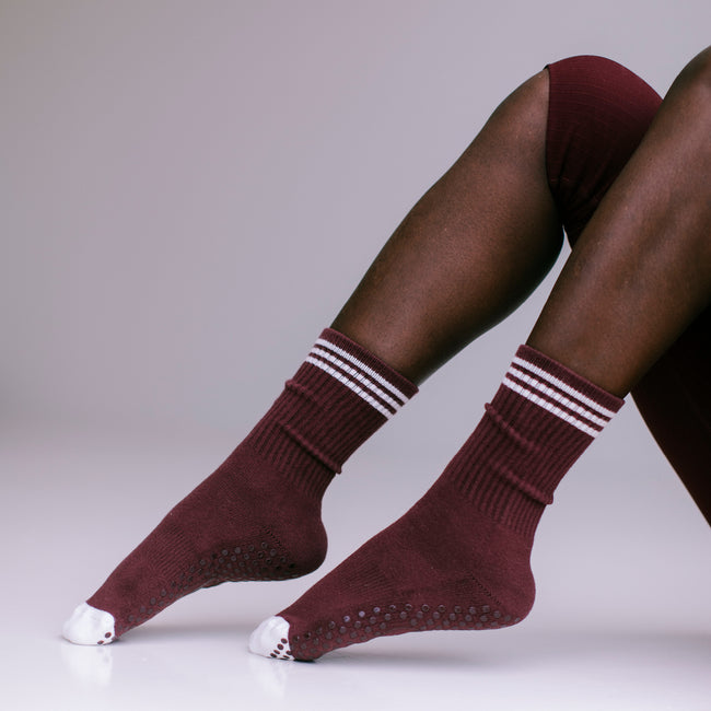 Crew Grip Socks - Burgundy / Medium