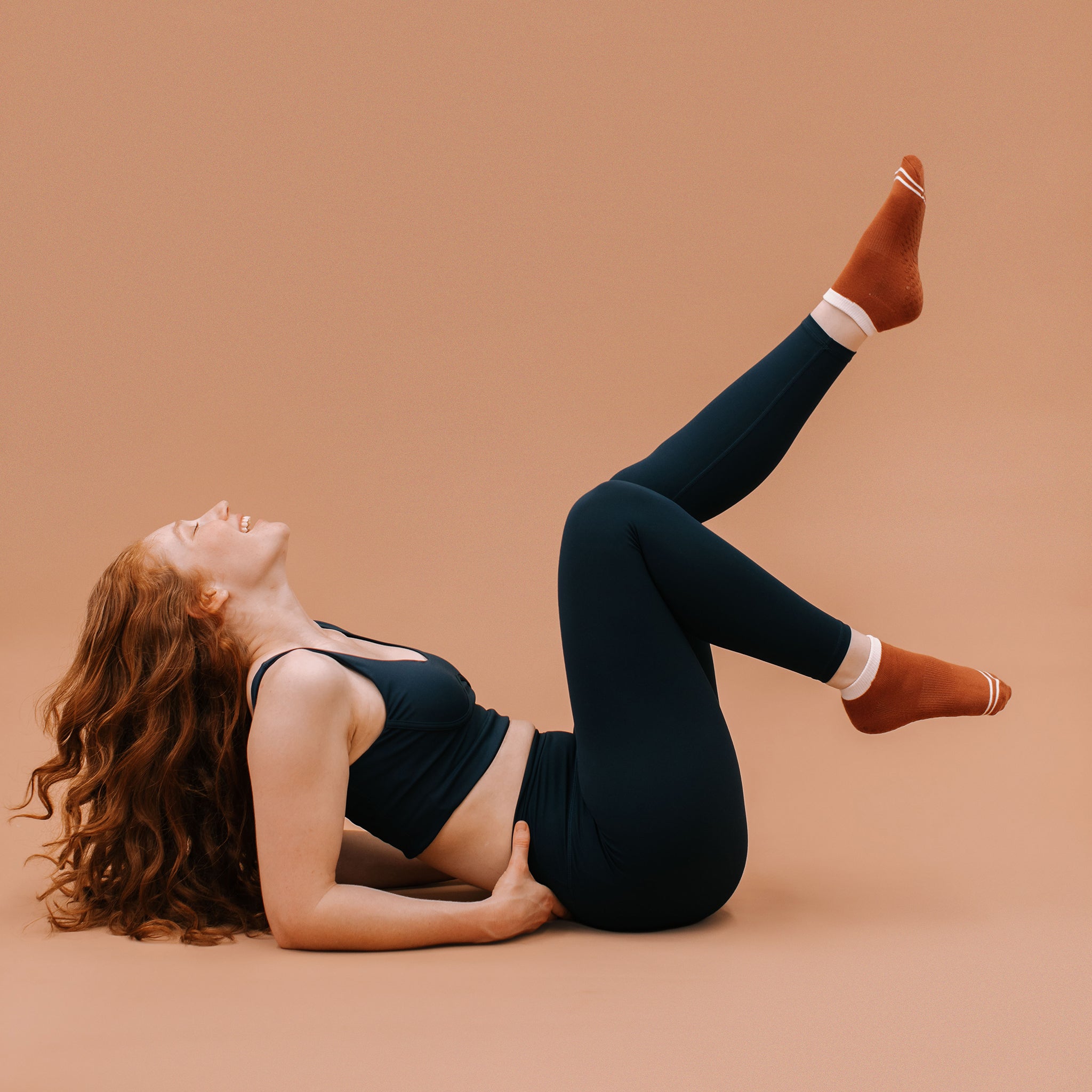 Terracotta Pilates Grip Socks - On Model Workout | Your Reformer