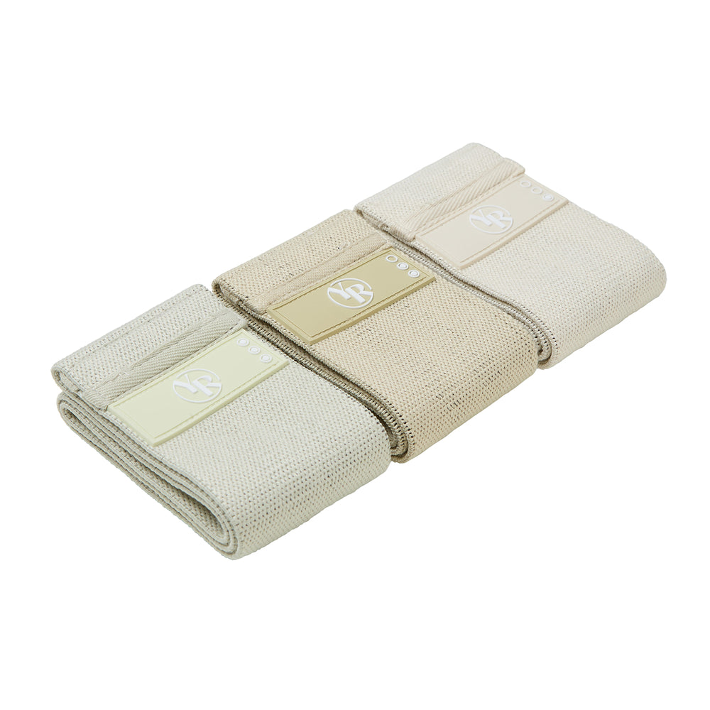 Beige Fabric Booty Bands Set - Angle View | Your Reformer