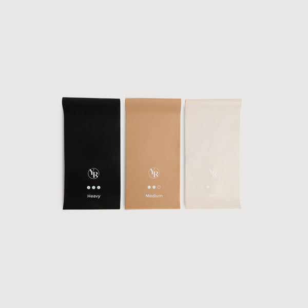 Core Neutrals Stretch Resistance Bands Set Heavy Medium Light - Flat Lay | Your Reformer
